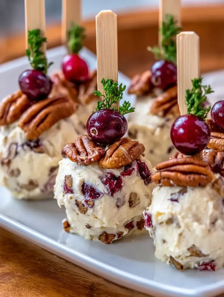Cranberry Pecan Cream Cheese Holiday Skewer Bites