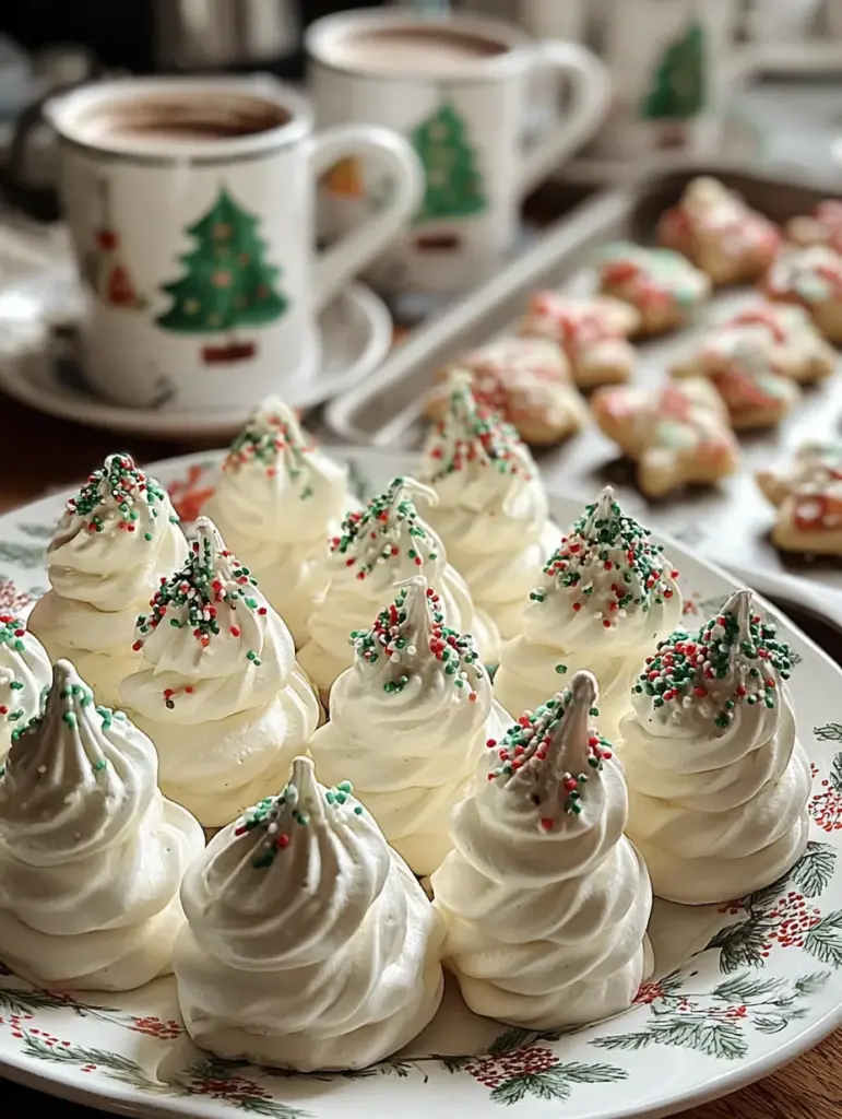 Christmas Tree Meringue Cookies