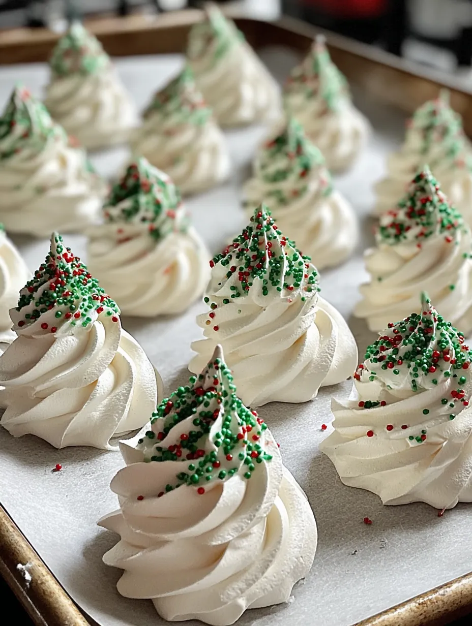 Christmas Tree Meringue Cookies (Bakery-Style White Trees)