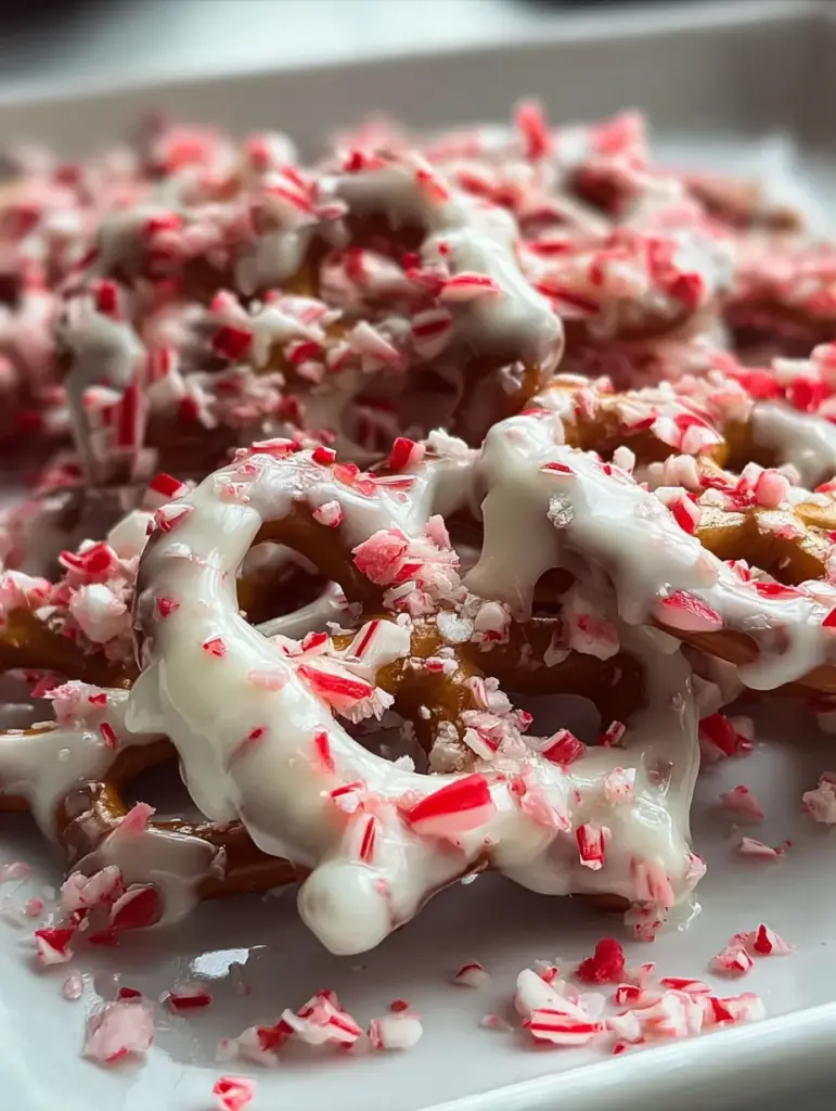 White Chocolate Peppermint Pretzels