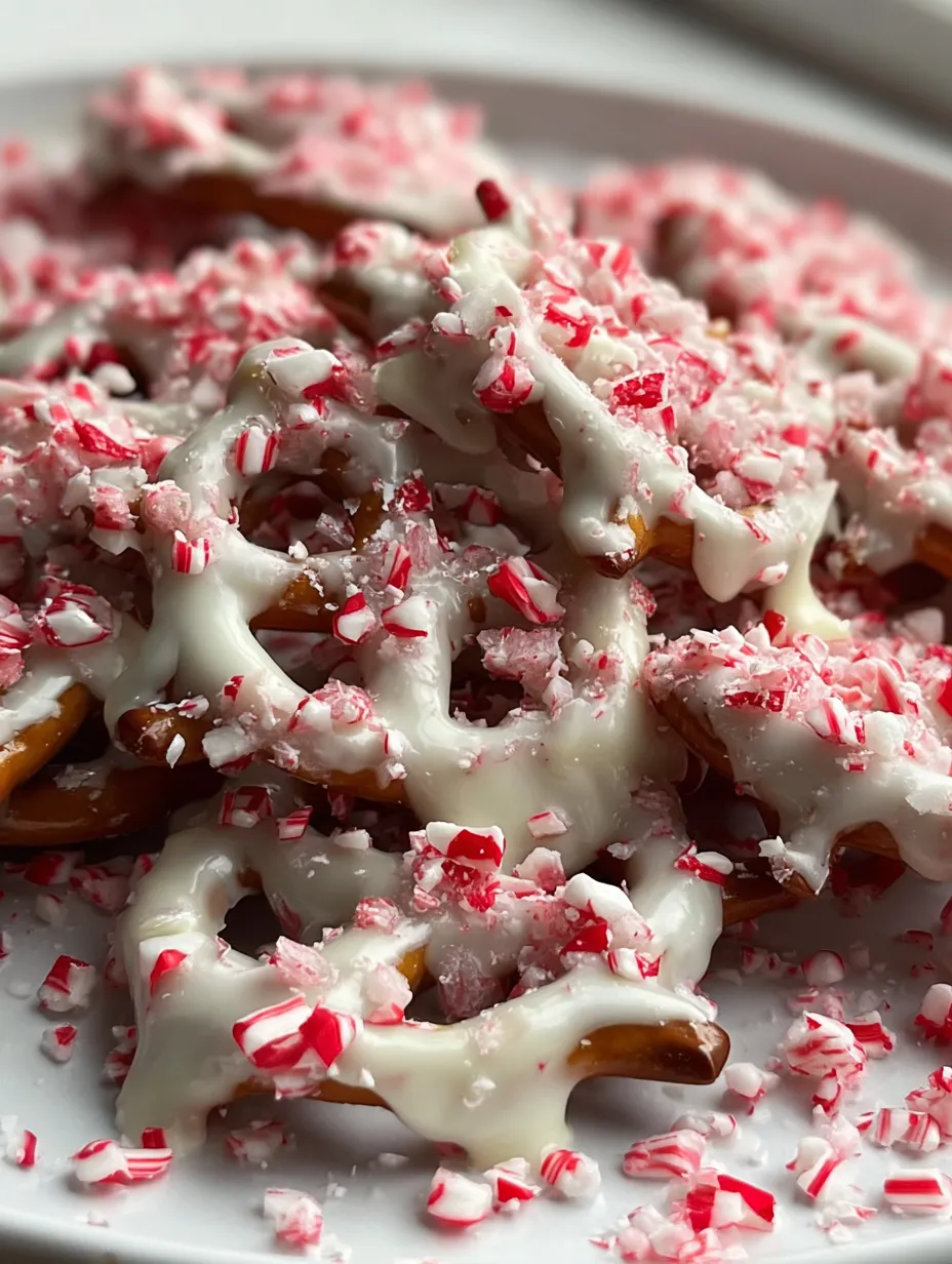 White Chocolate Peppermint Pretzels