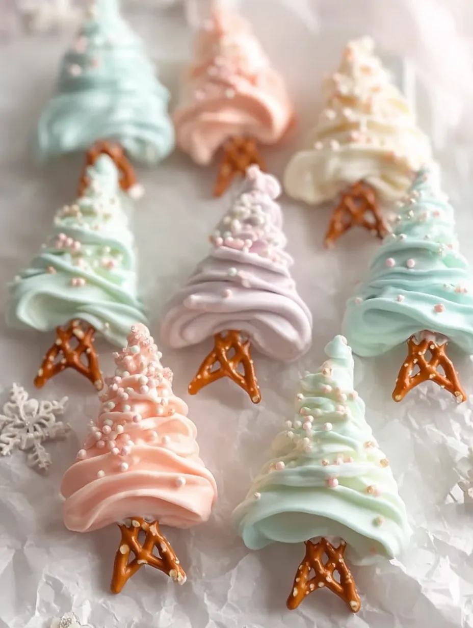 Pastel Chocolate Pretzel Christmas Trees: A Holiday Dream Come True