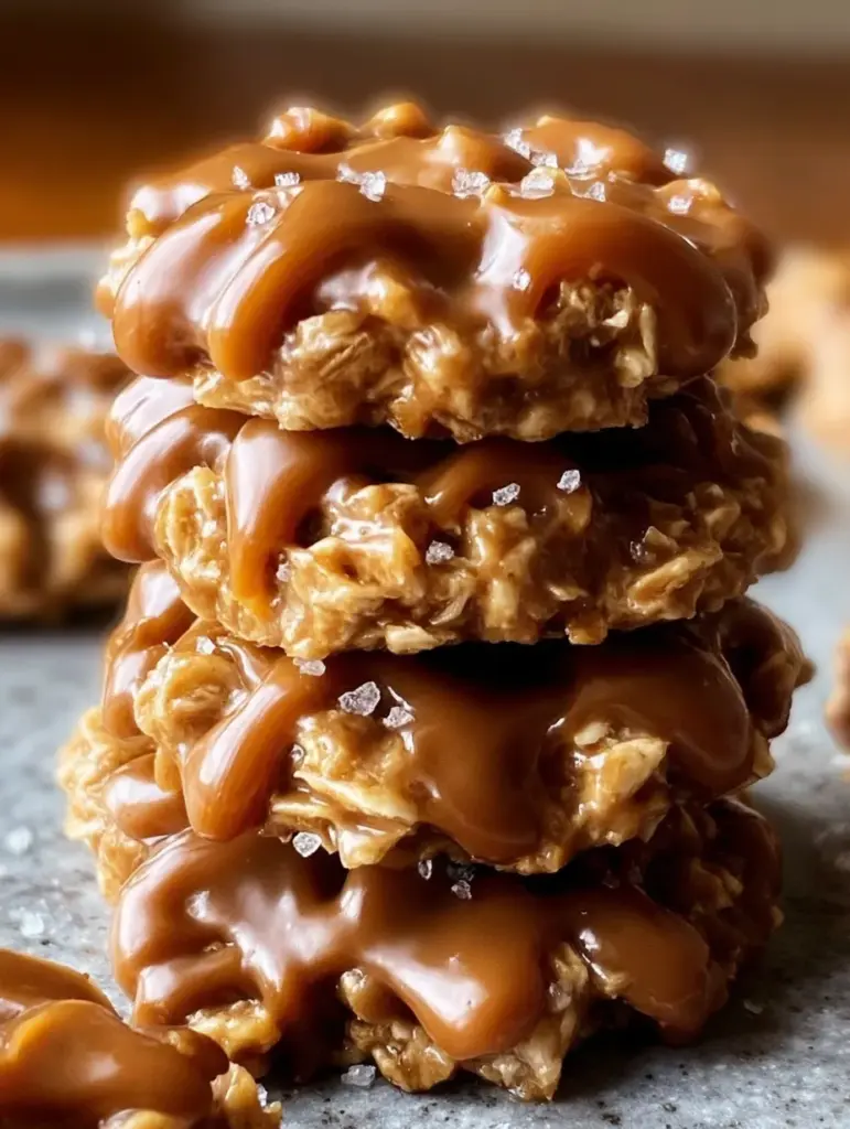 No-Bake Salted Caramel Chocolate Oat Cookies