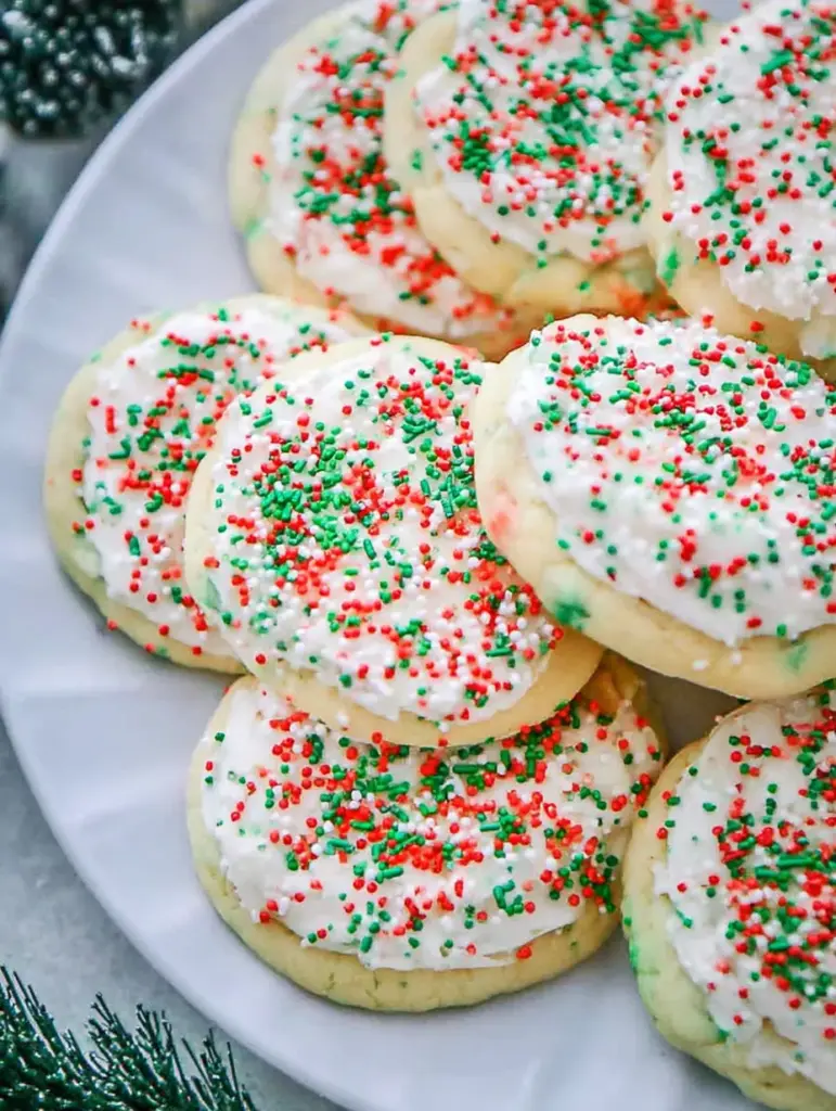 Christmas Funfetti Frosted Sugar Cookies