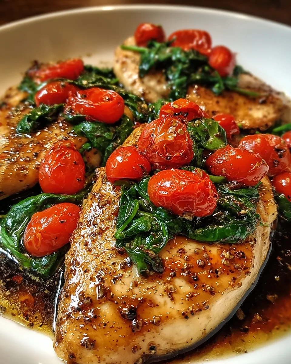 Balsamic Chicken Breast with Spinach and Tomatoes Recipe Delight!