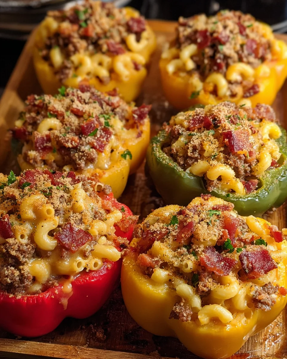Smoked Bacon Mac Cheeseburger Stuffed Pepper Bombs