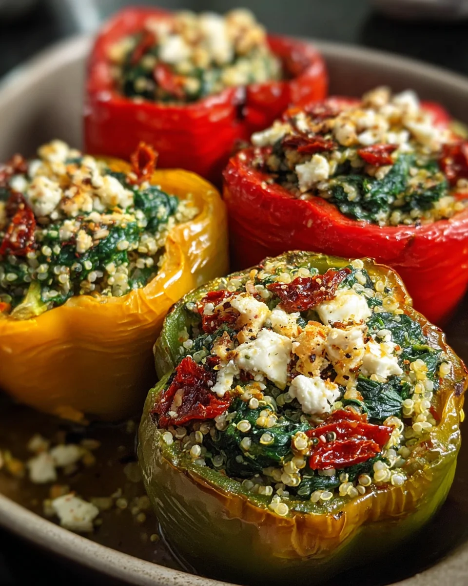 Mediterranean Spinach Feta Stuffed Peppers Delightfully Simple!