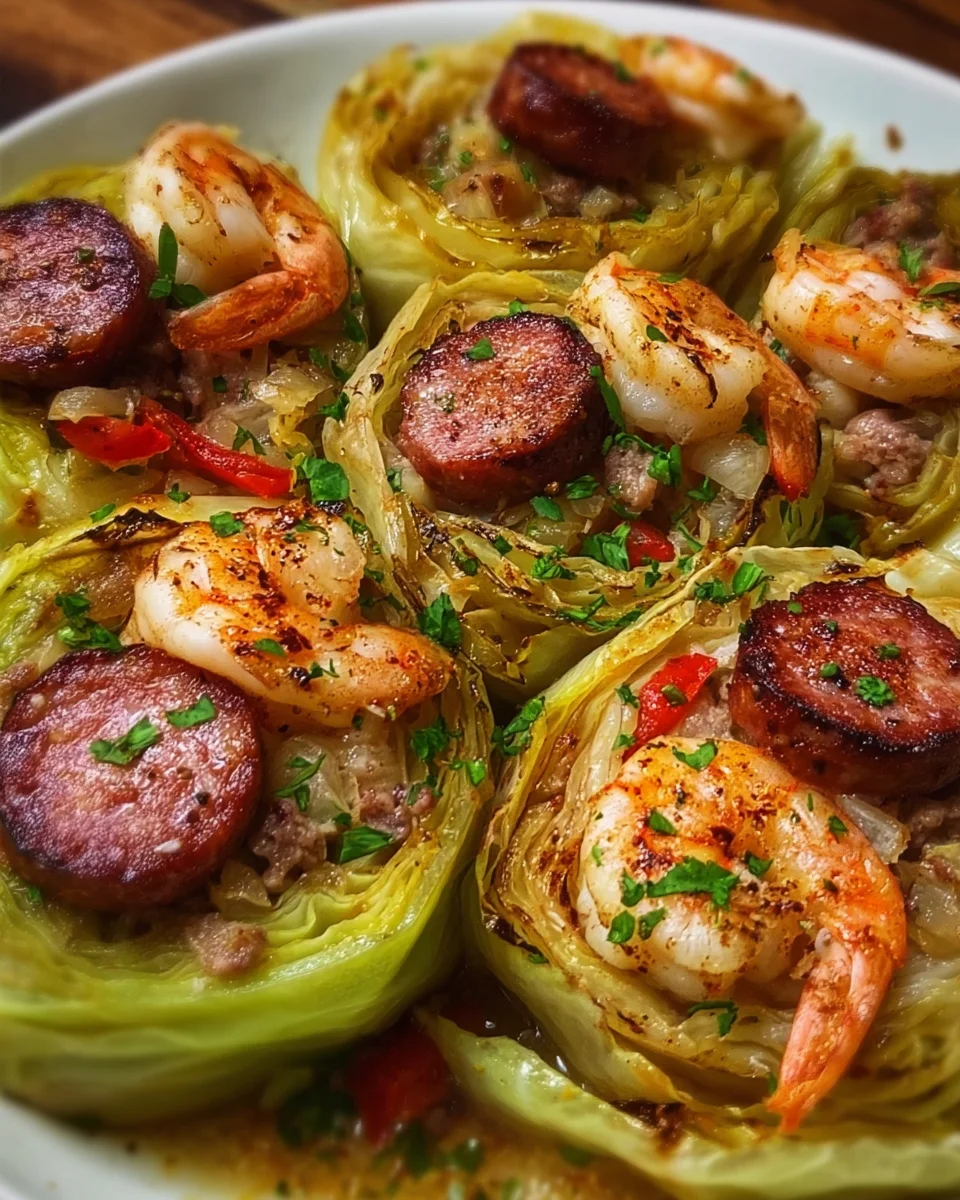 Keto Cajun Shrimp & Sausage Stuffed Cabbage