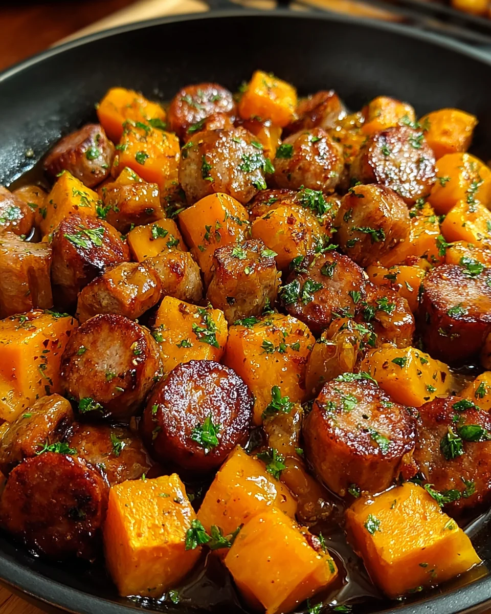 Sausage and Sweet Potatoes with Honey Garlic Sauce