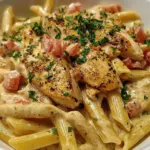 Slow Cooker Cheesy Chicken Penne is a delicious delight!