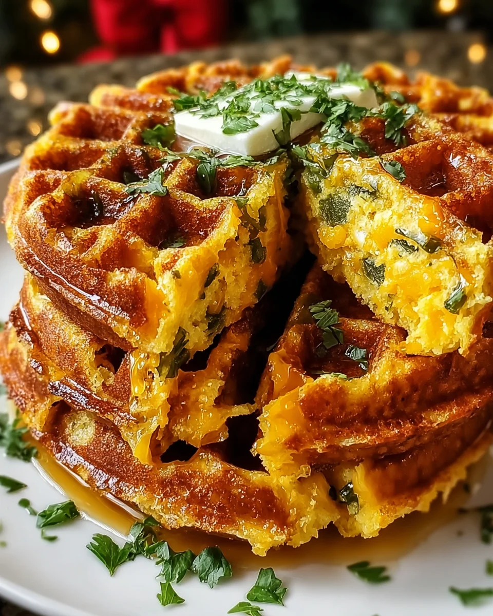 Cheddar Jalapeño Cornbread Waffles