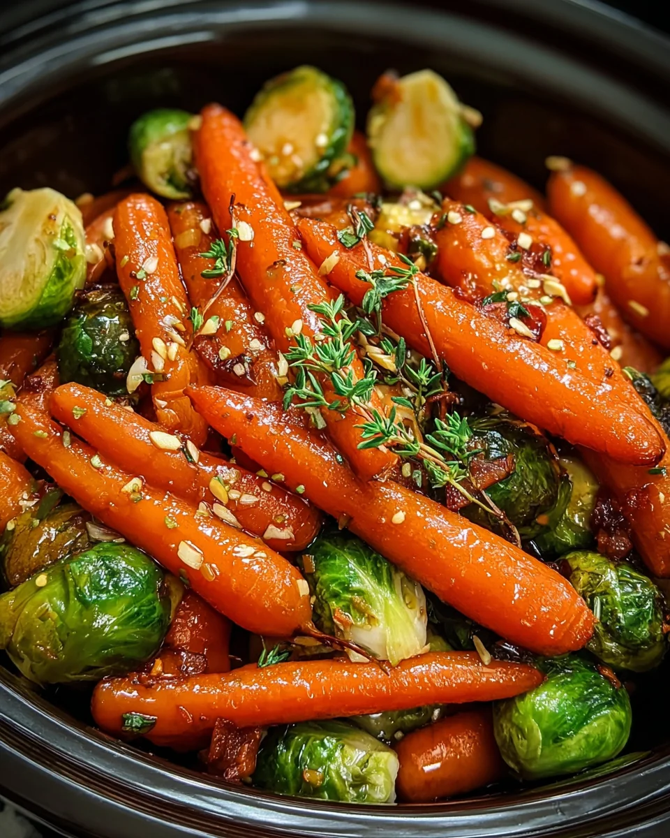 Slow-Cooker Maple Glazed Carrots and Brussels Sprouts