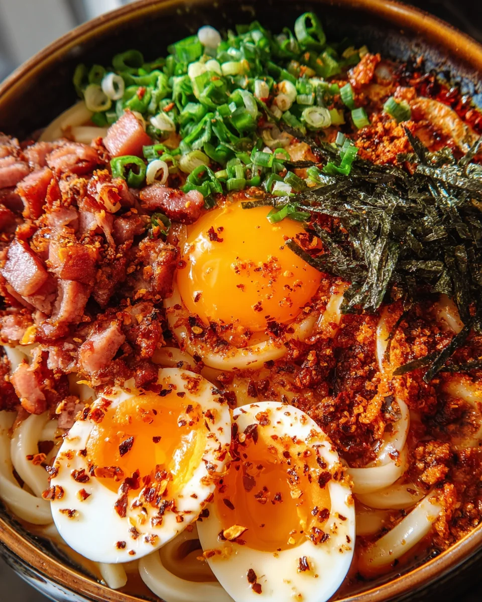 Egg and Bacon Breakfast Udon: A Savory Morning Delight!
