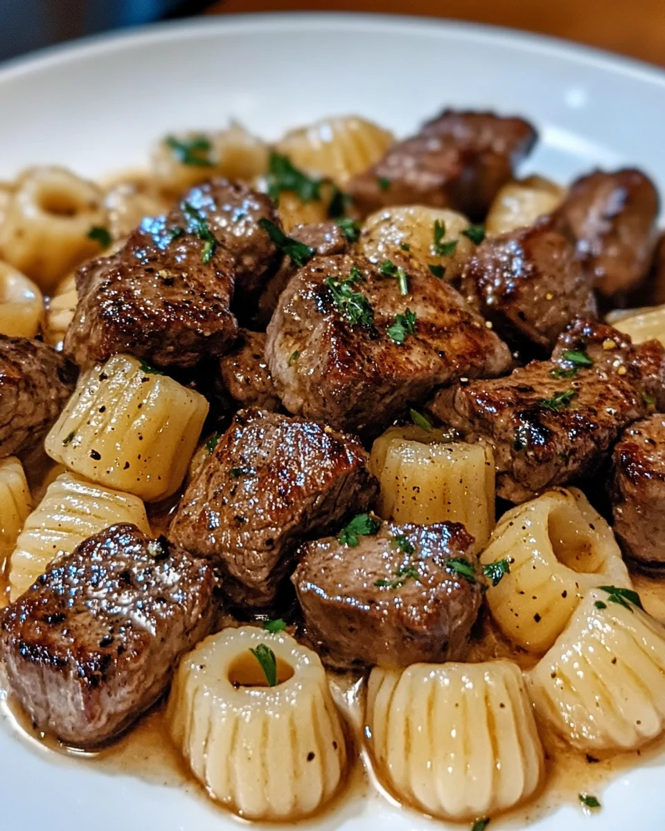 Garlic Butter Steak Bites & Shell Pasta: A Delicious Delight!