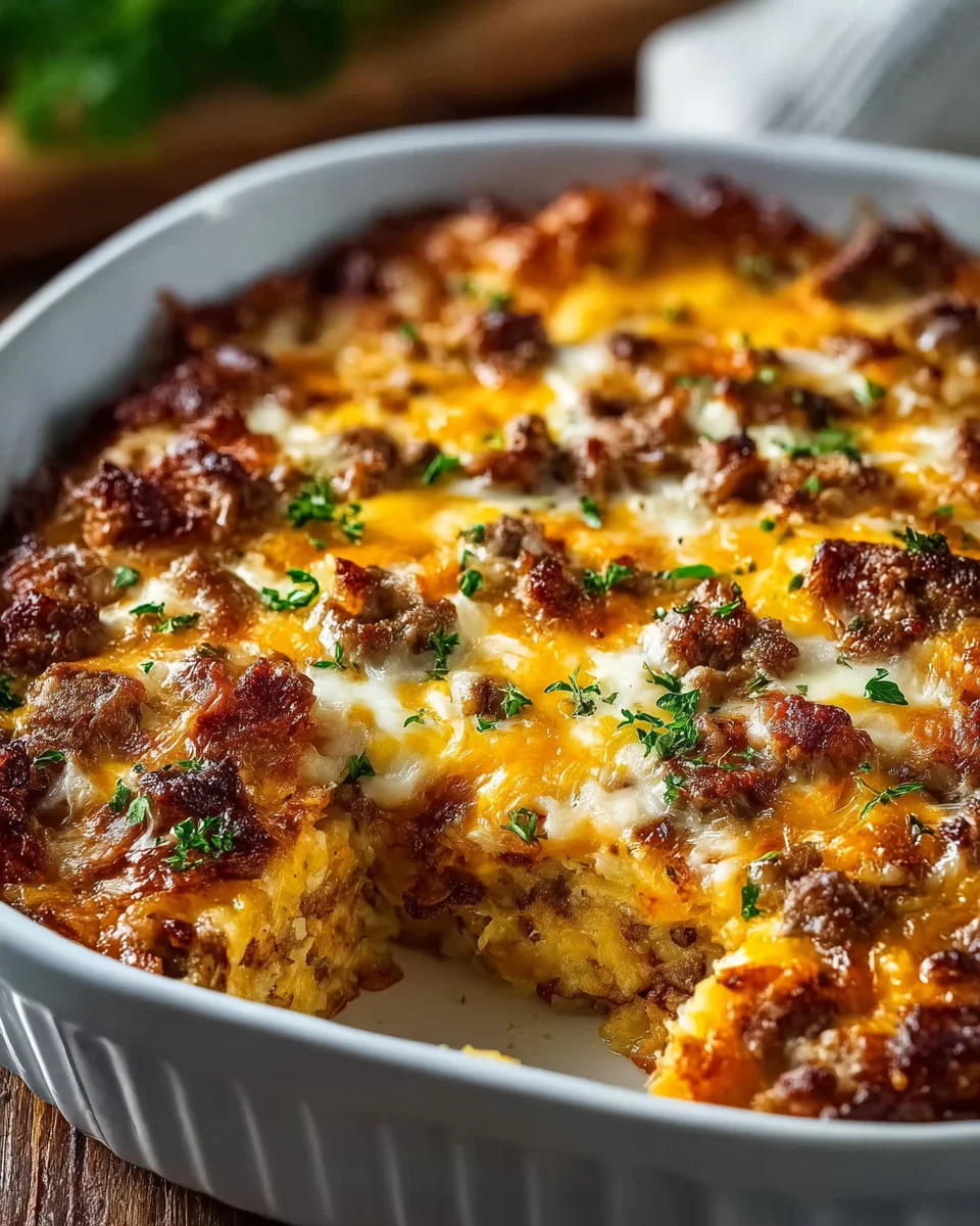 Sausage Hash Brown Breakfast Casserole that Everyone Loves!