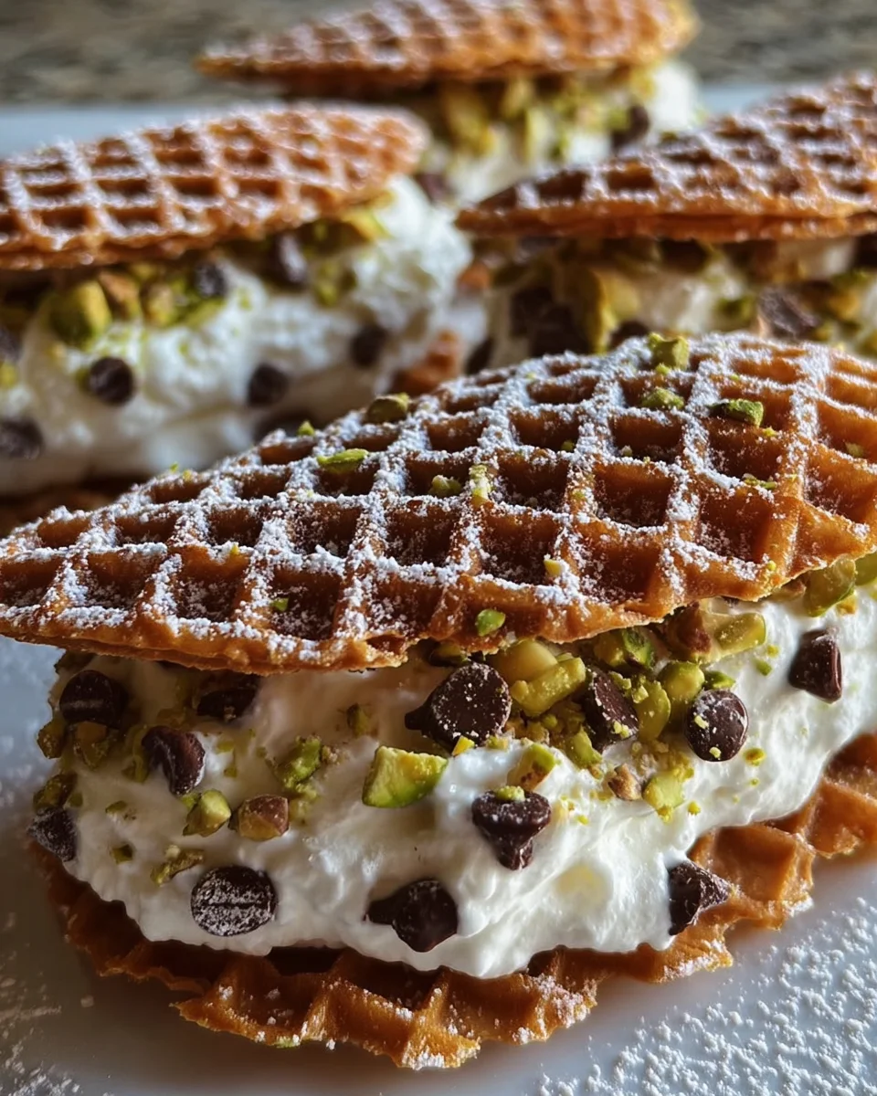 Chocolate Cannoli Pizzelle Sandwiches