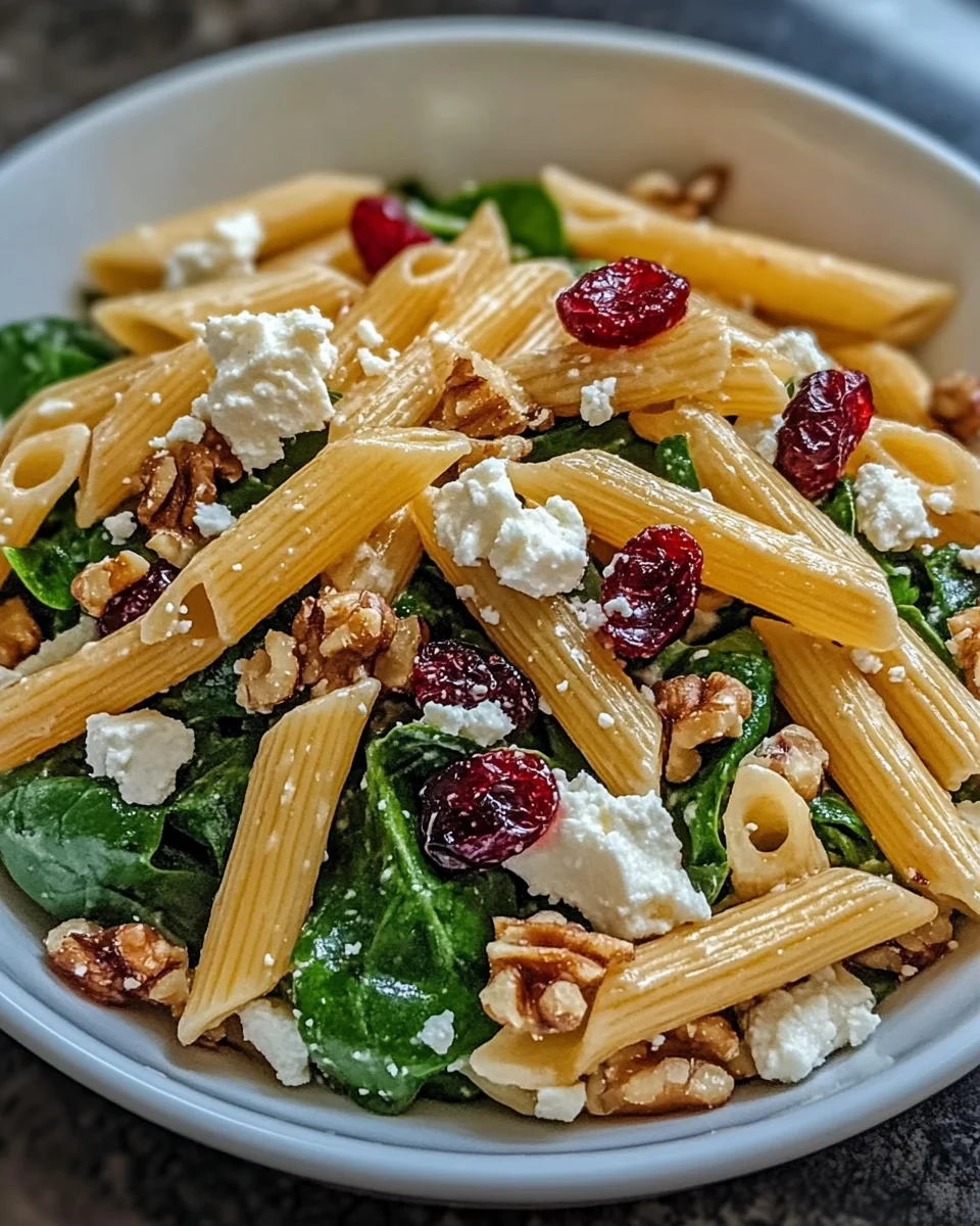 Feta & Cranberry Penne Salad with Orange Vinaigrette Delight!