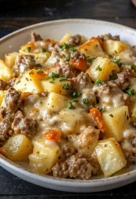 One-Pan Creamy Cheesy Potato & Beef Skillet – The Ultimate Comfort Food
