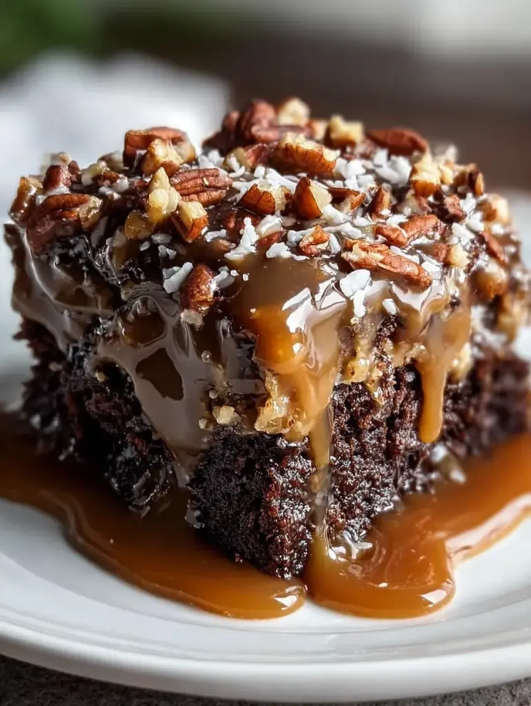 German Chocolate Poke Cake