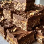 No-Bake Chocolate Peanut Butter Rice Krispie Squares (Thick & Bakery-Style)