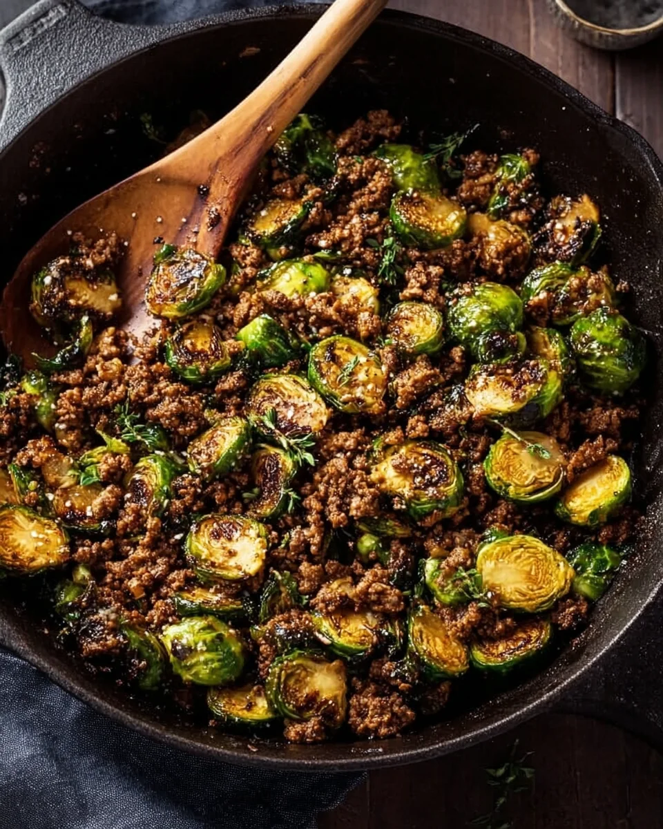 Ground Beef and Brussels Sprouts