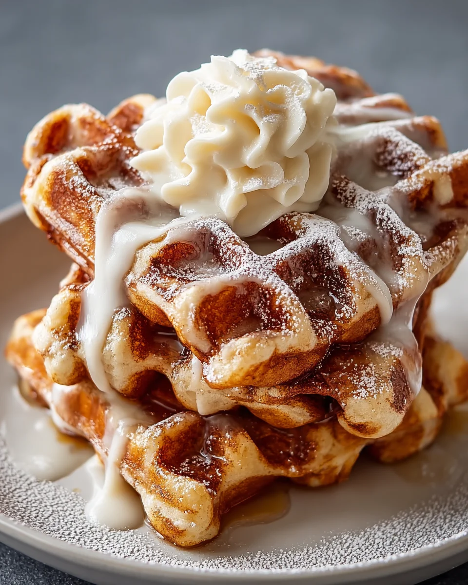 Cinnamon Roll Waffles Cream Cheese
