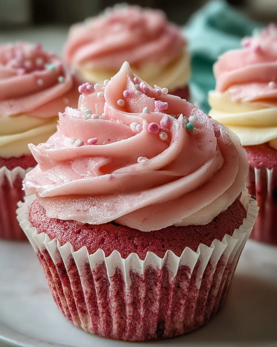 Pink Velvet Cupcakes with Vanilla Buttercream Delight Everyone!