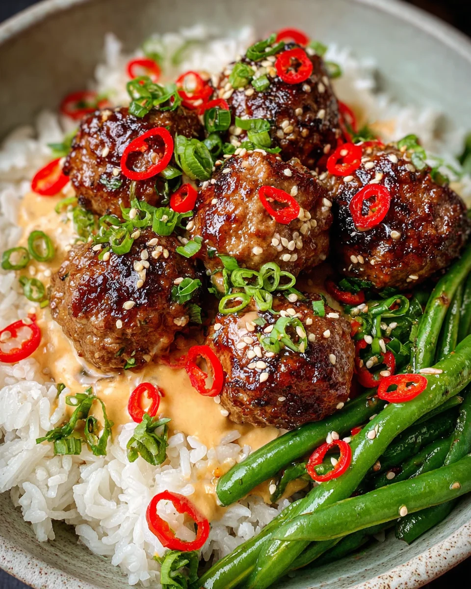 Firecracker Meatballs Coconut Rice