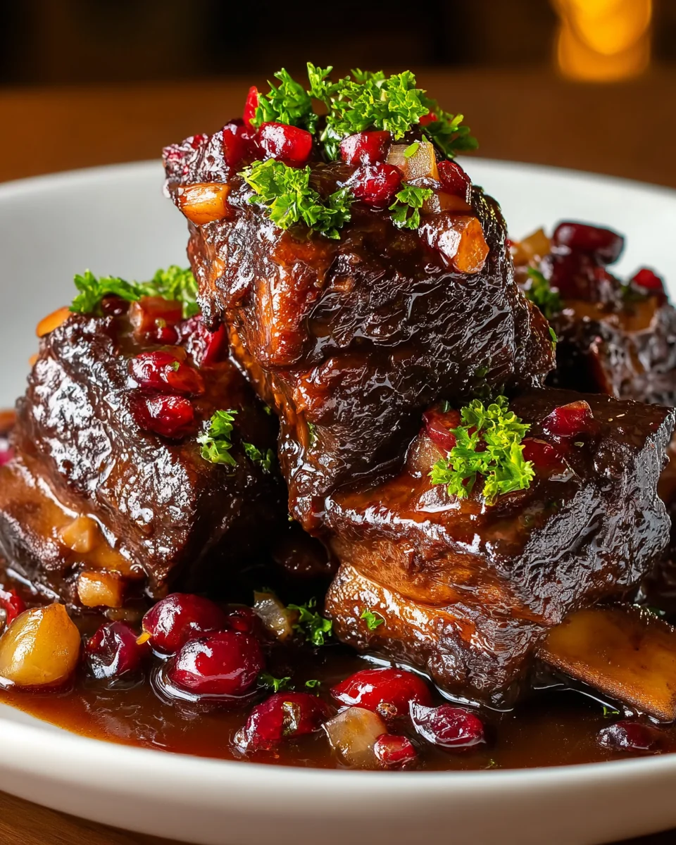 Crockpot Cranberry Beef Short Ribs
