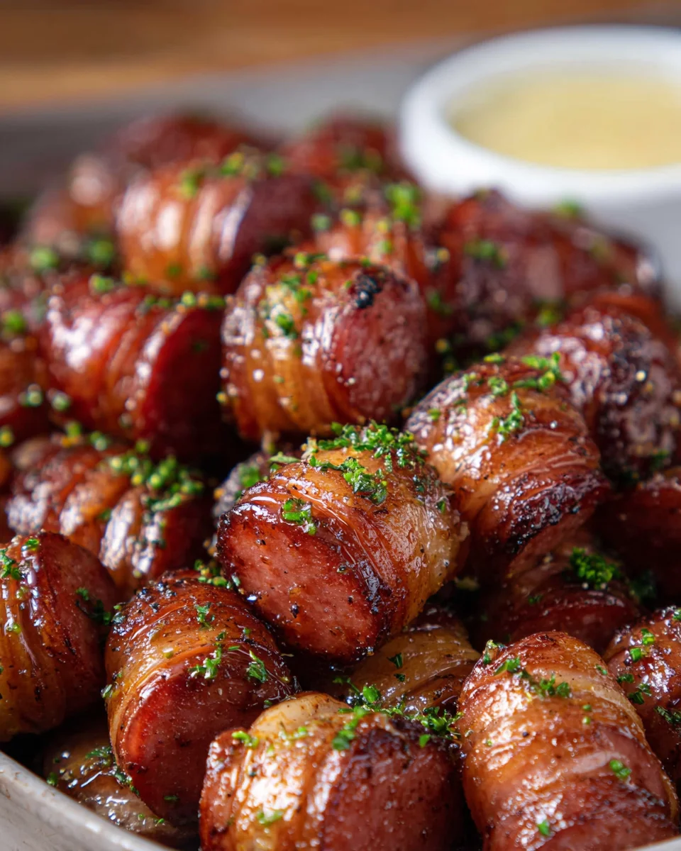 Mustard Hasselback Kielbasa Bites