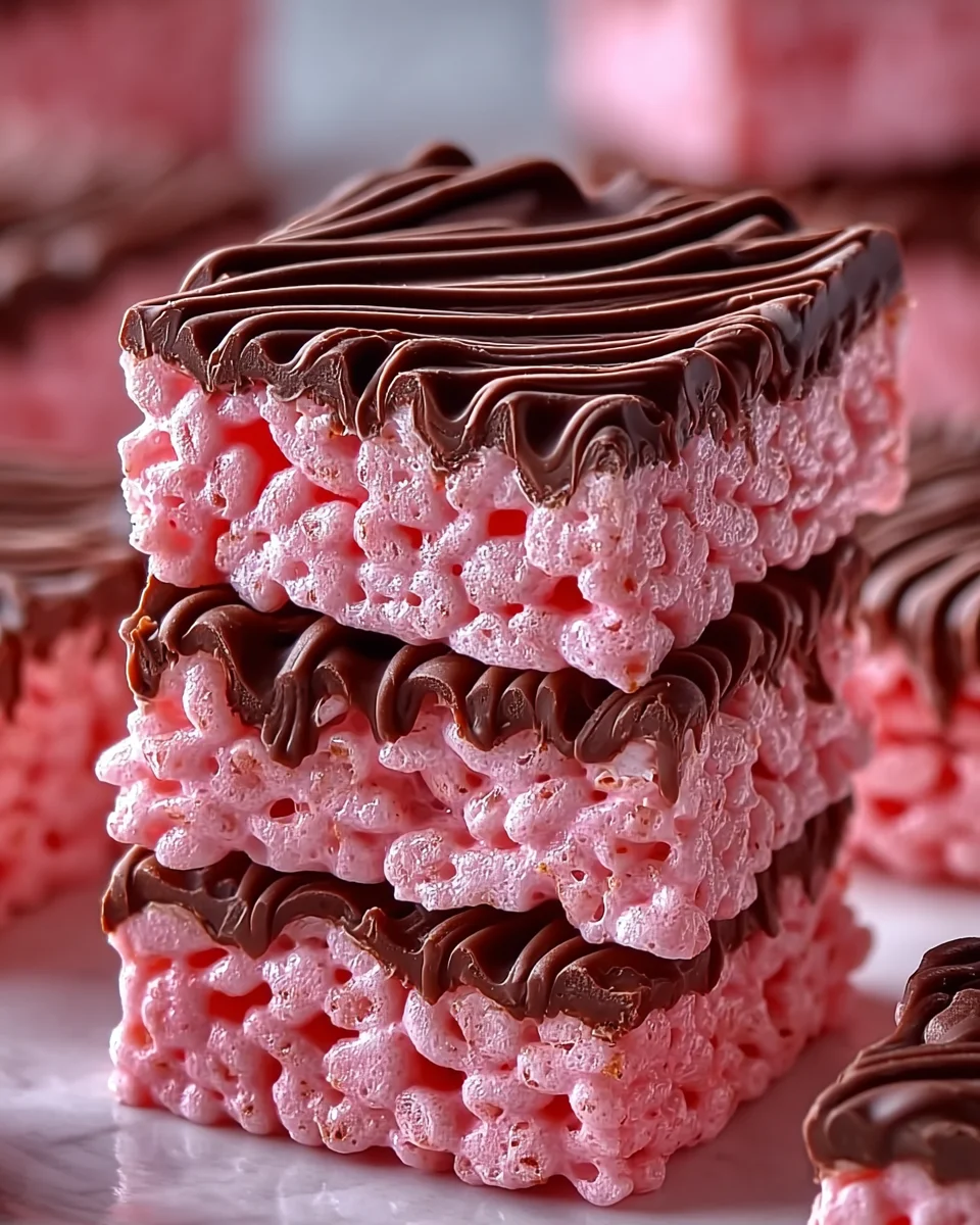 Cherry Rice Krispie Treats with Chocolate