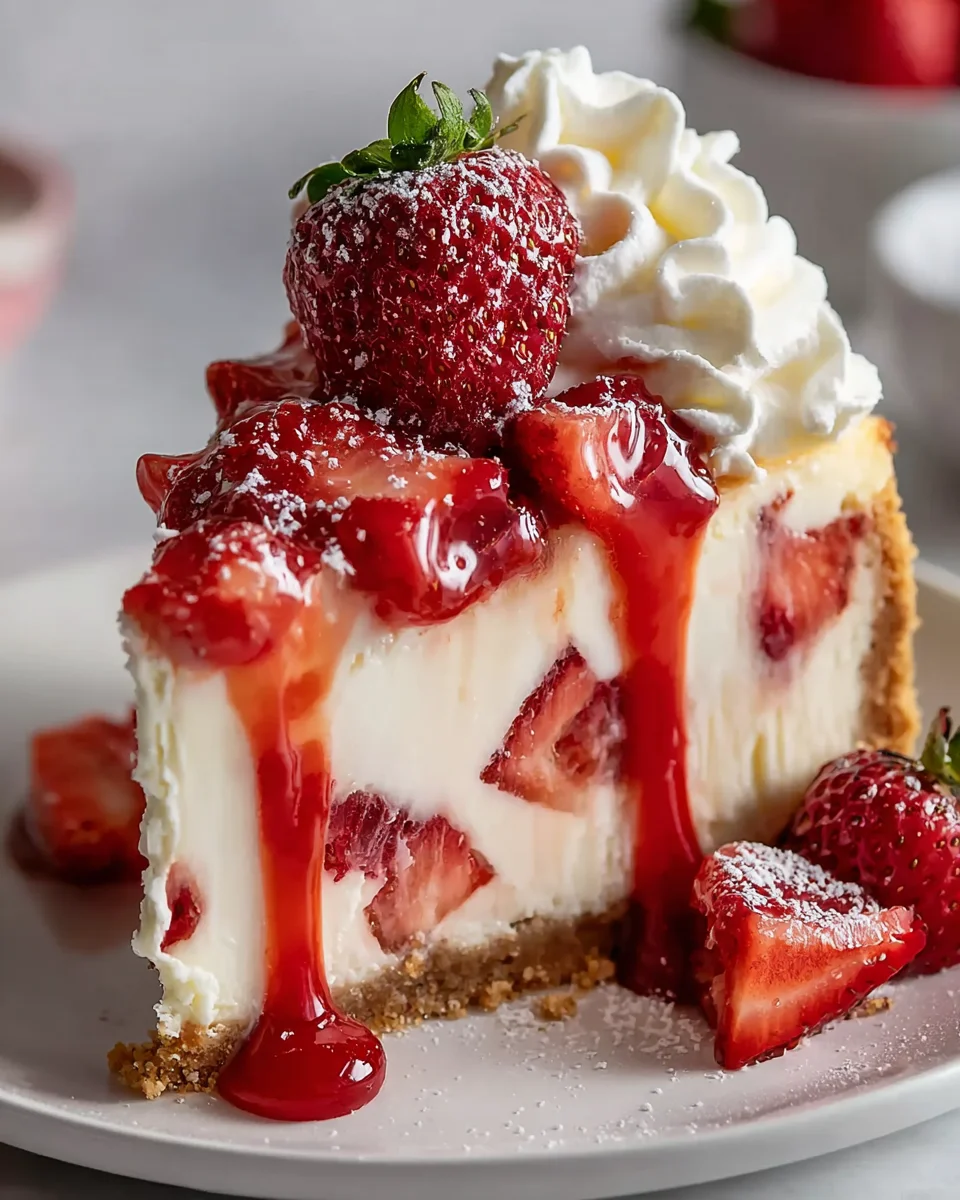 White Chocolate Strawberry Cheesecake