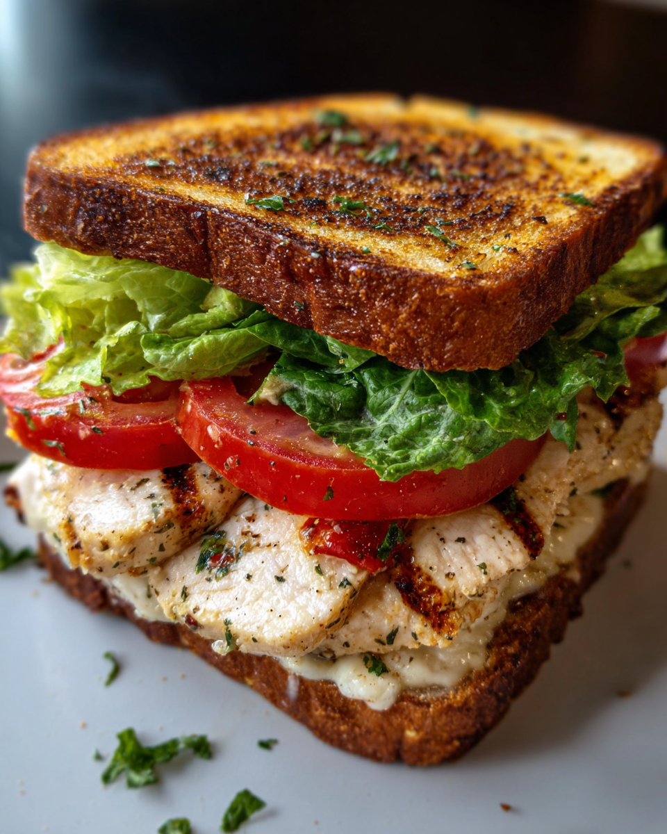 Garlic Butter Lettuce, Tomato & Grilled Chicken Sandwich