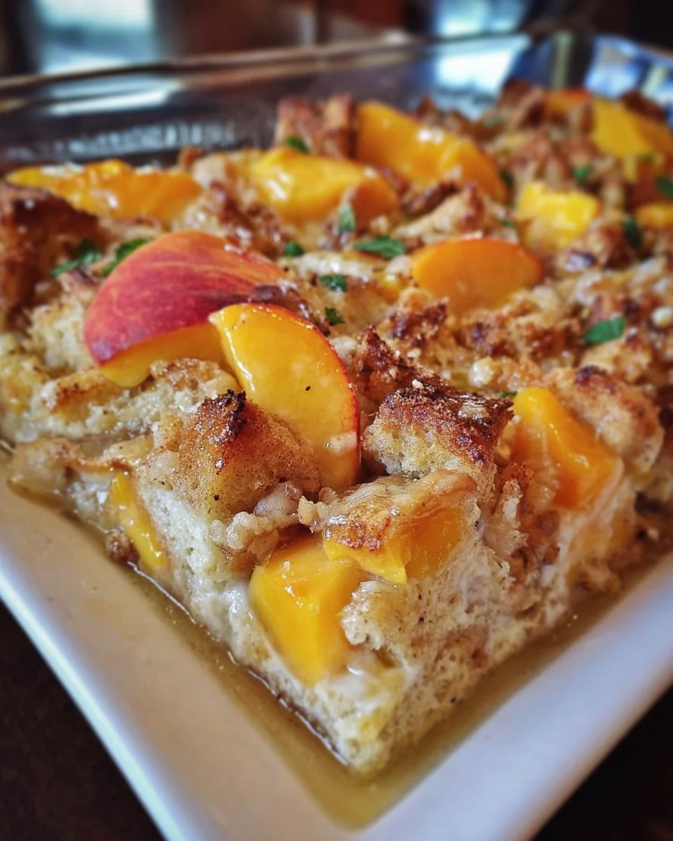 Peaches and Cream Baked French Toast