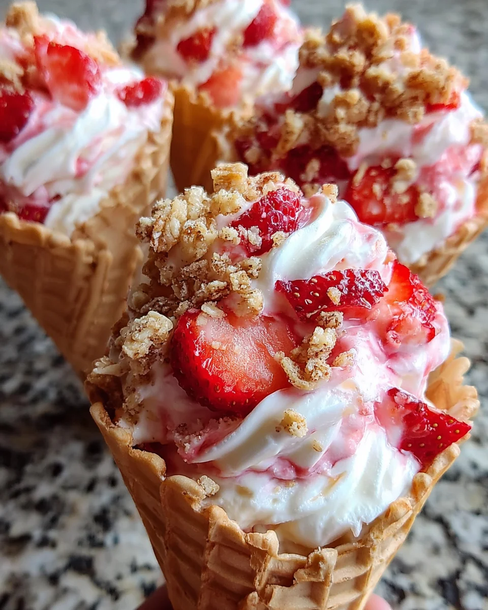 Strawberry Crunch Cheesecake Cones