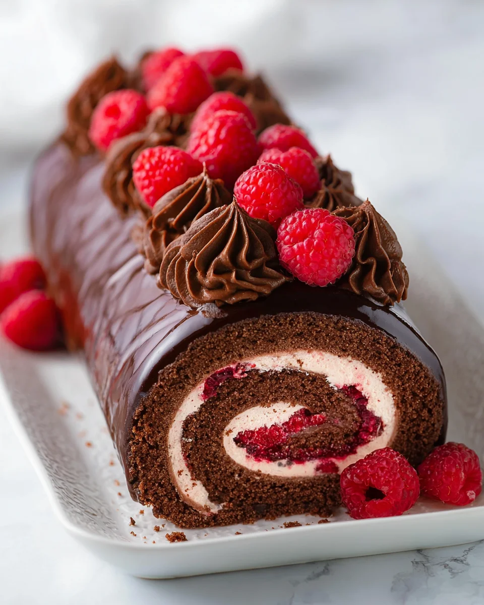Raspberry Chocolate Roll Cake