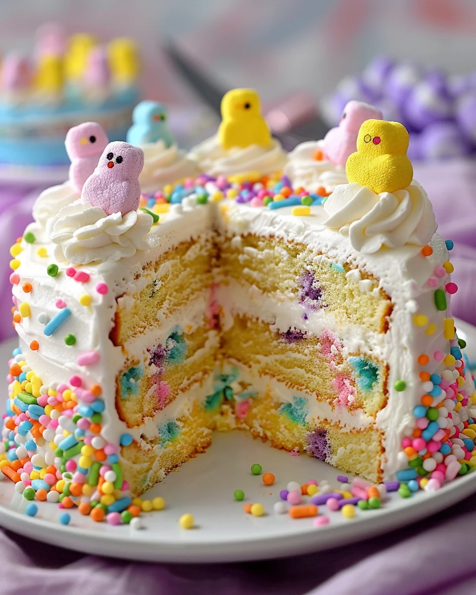 Marshmallow Peeps Easter Cake