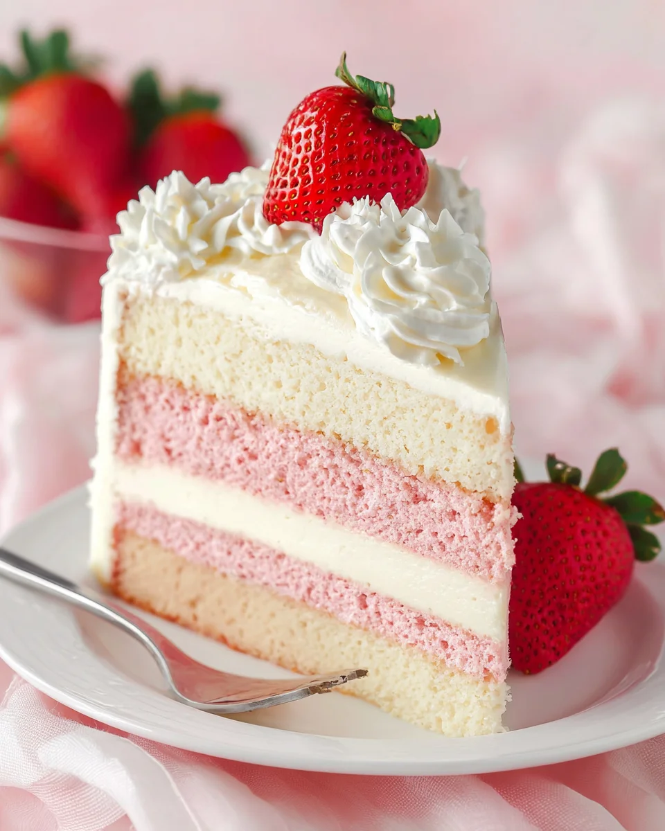 Strawberries and Cream Cheesecake Cake