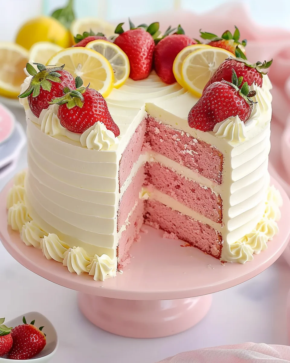 Homemade Strawberry Cake with Lemon Frosting is Delicious!