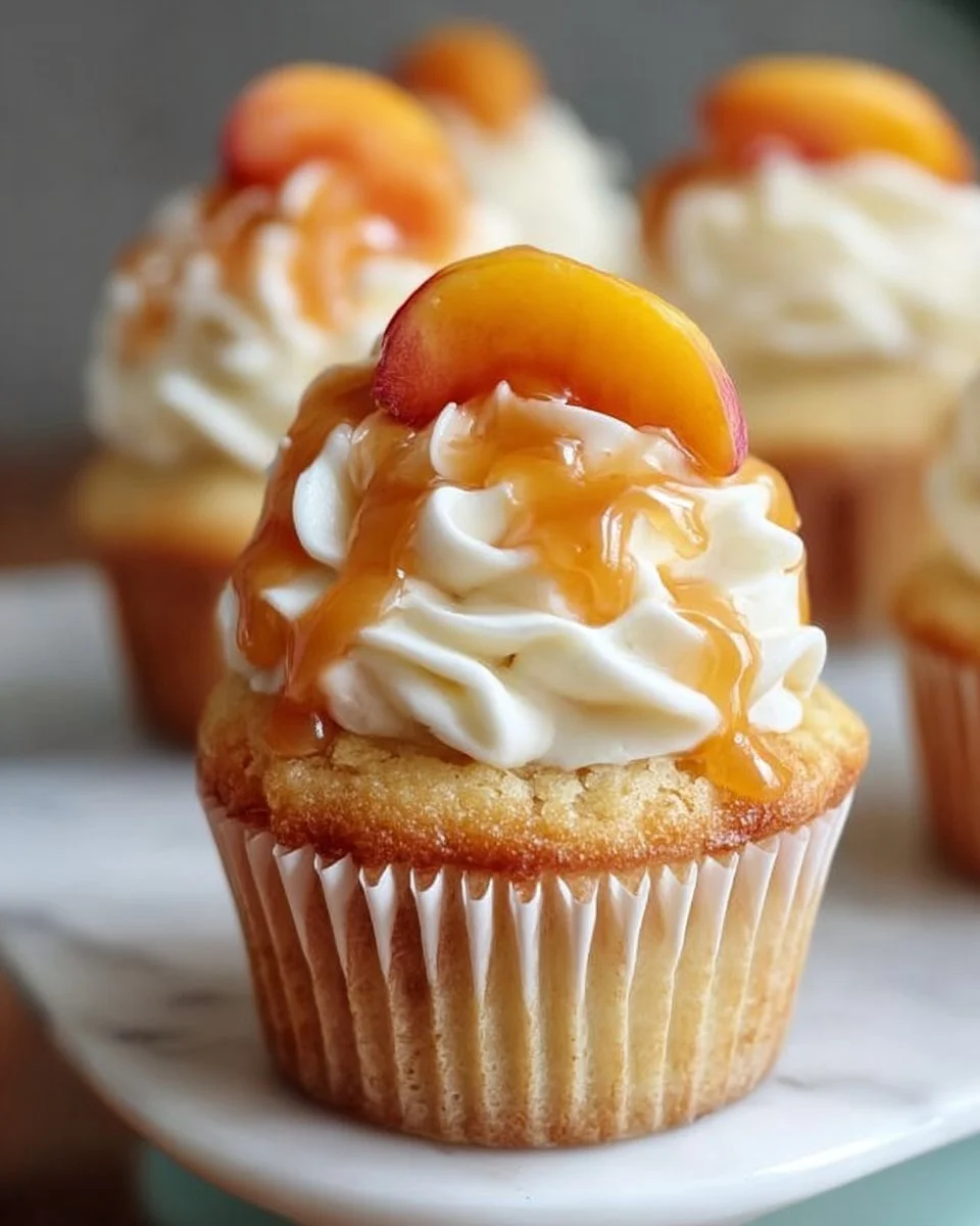 Honey Peach Cream Cheese Cupcakes