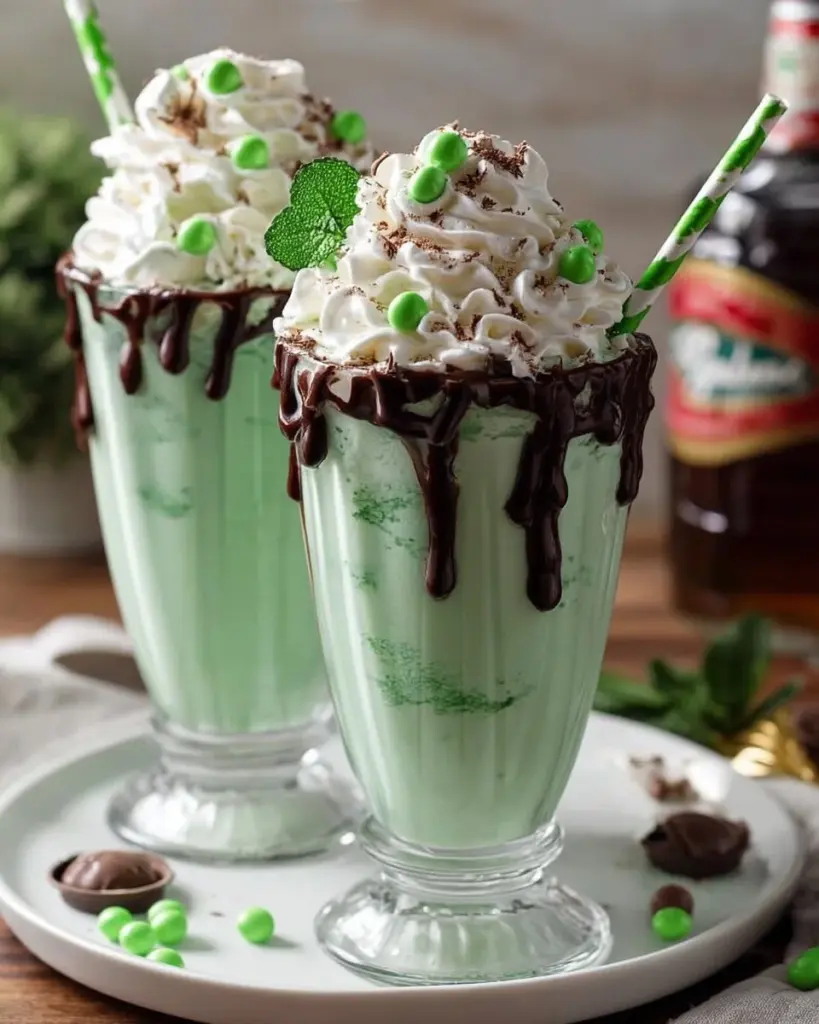 Delicious Shamrock Shake with whipped cream and green sprinkles