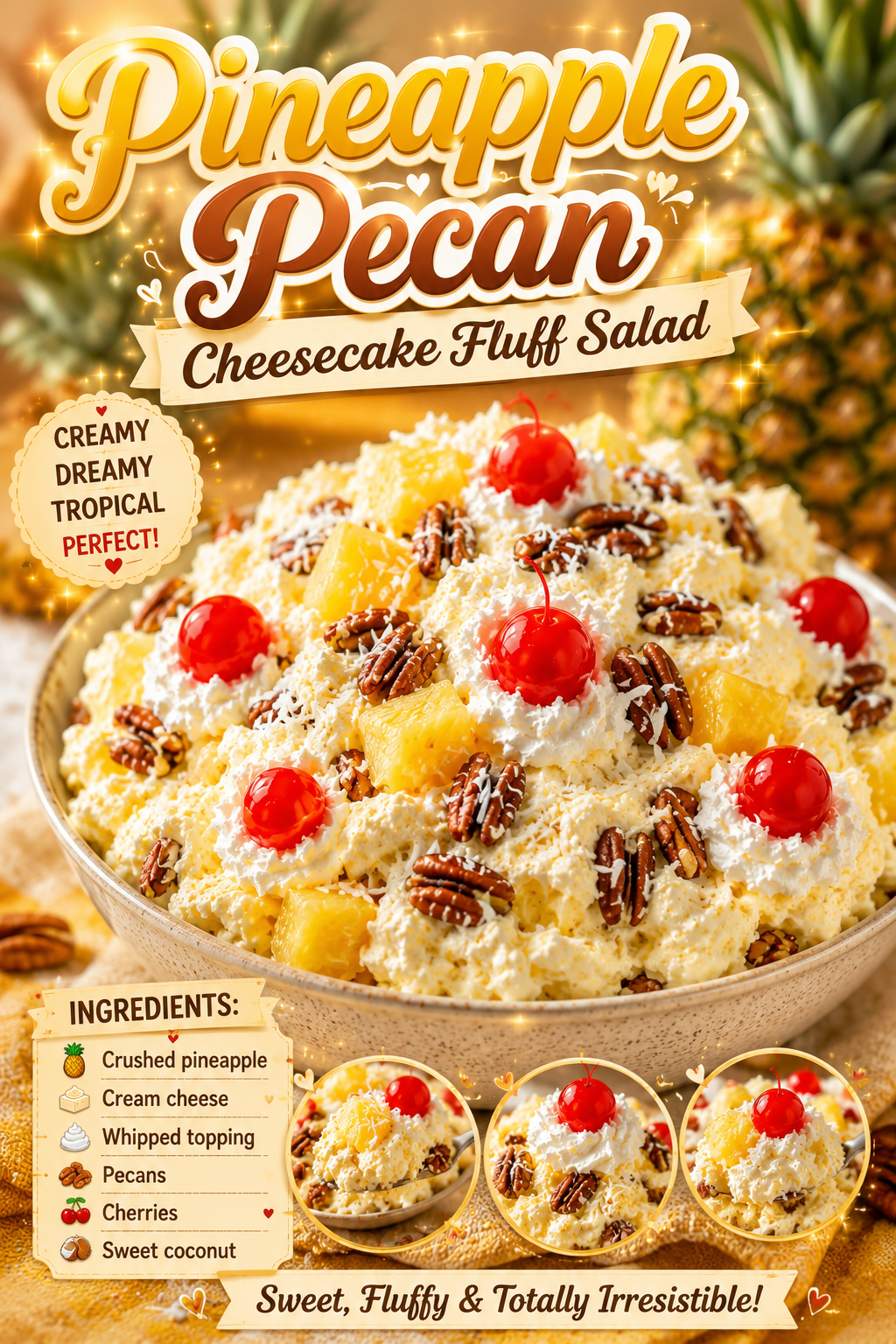 Pineapple Pecan Cheesecake Fluff Salad