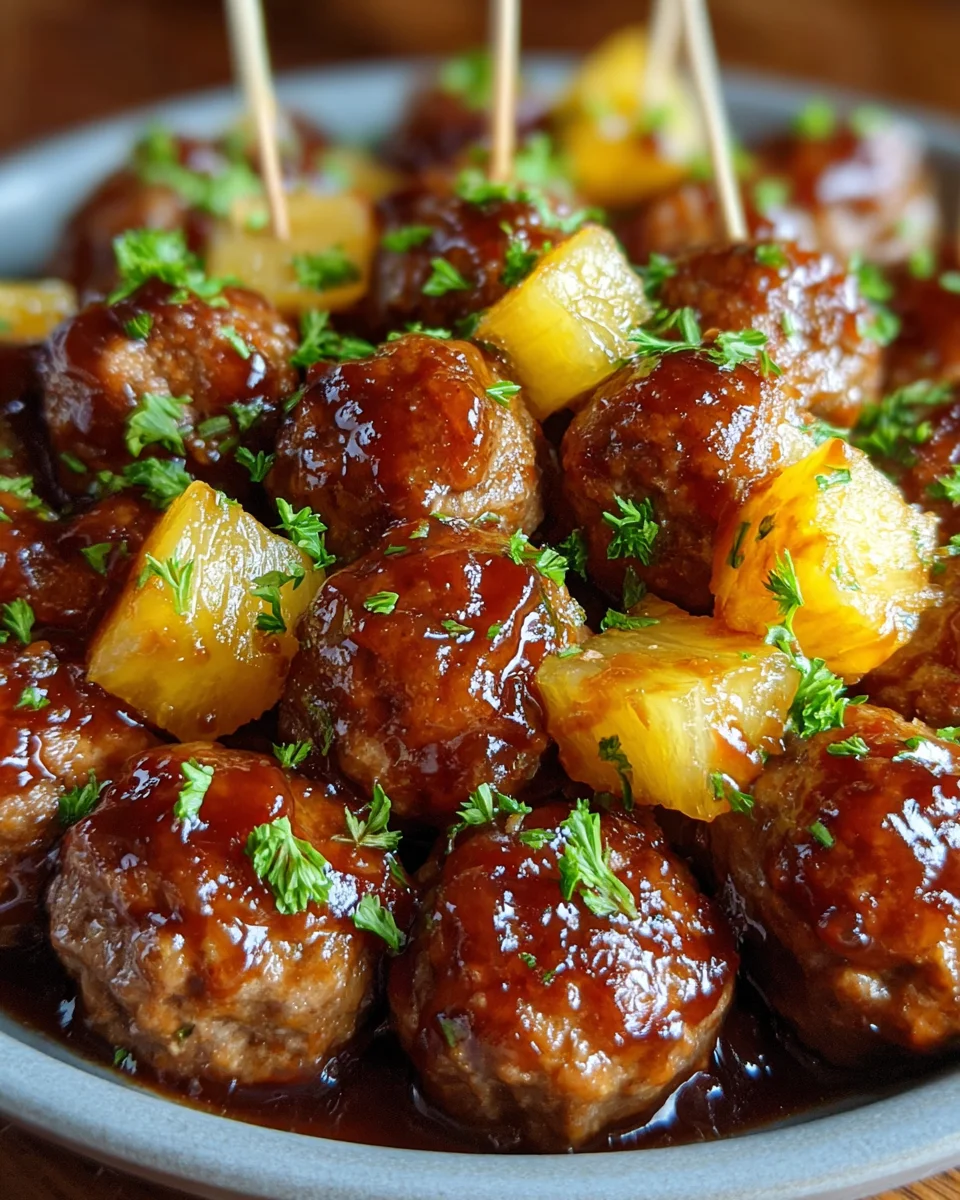 Pineapple Brown Sugar Meatball Bites