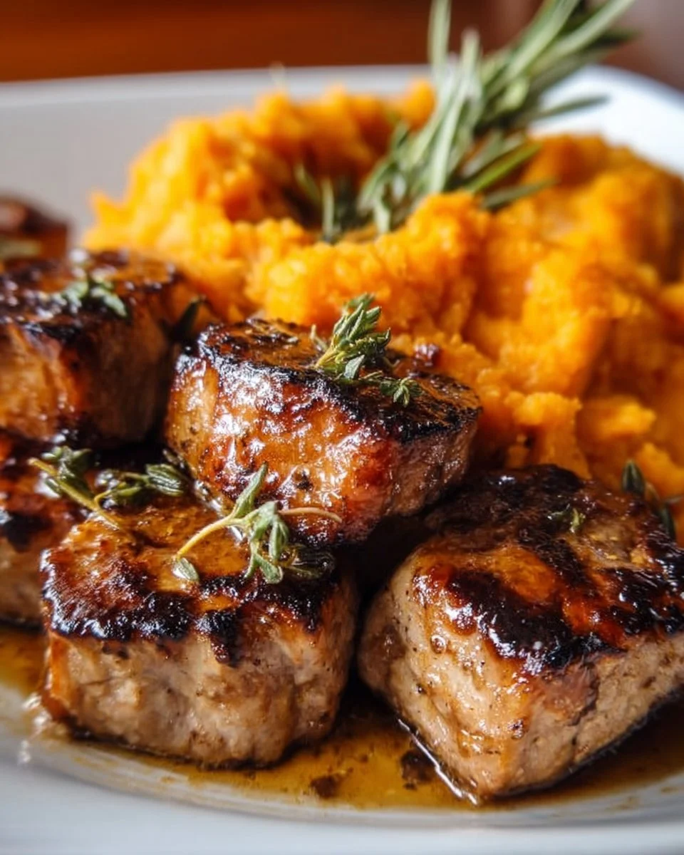 Apple Cider Pork with Mashed Sweet Potatoes