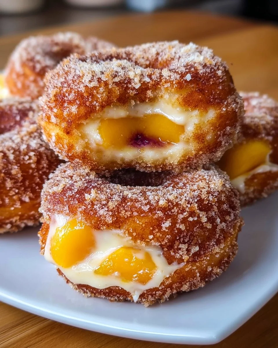 Classic Peach Cobbler Cheesecake Donuts