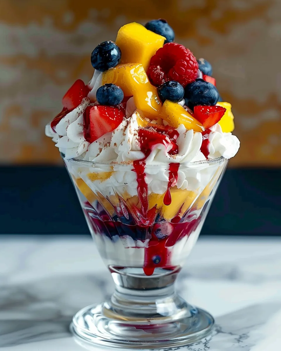 Berry Mango Ice Cream Sundae 🍨🍓