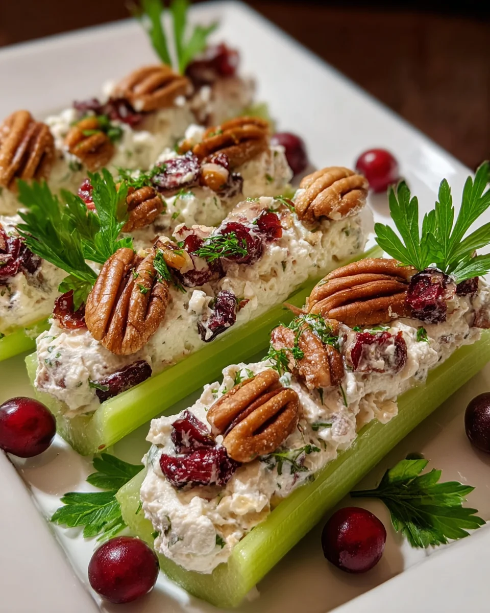 Cranberry Pecan Cream Cheese Stuffed Celery