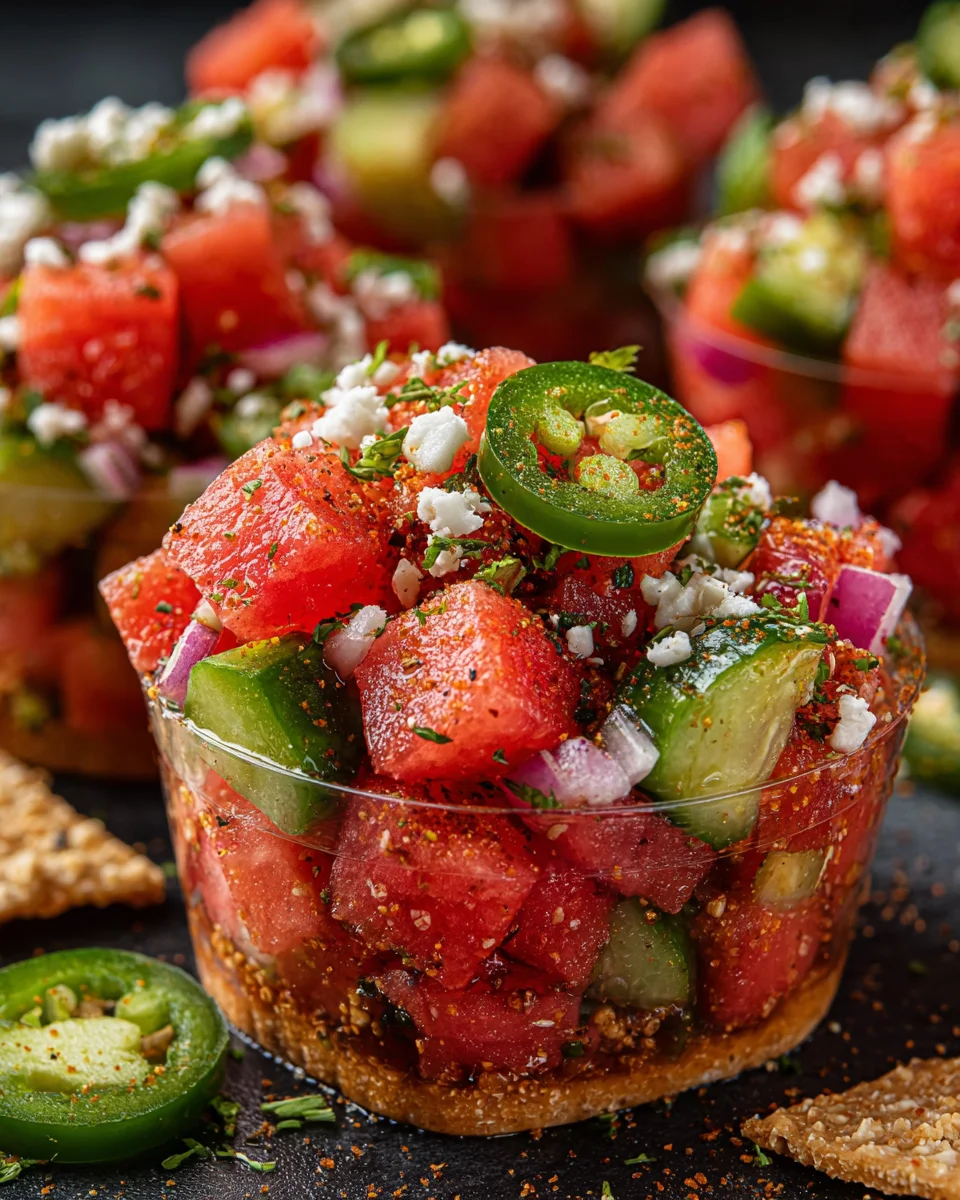 Watermelon Tajín Pickle Crunch Cups: A Must-Try Treat!