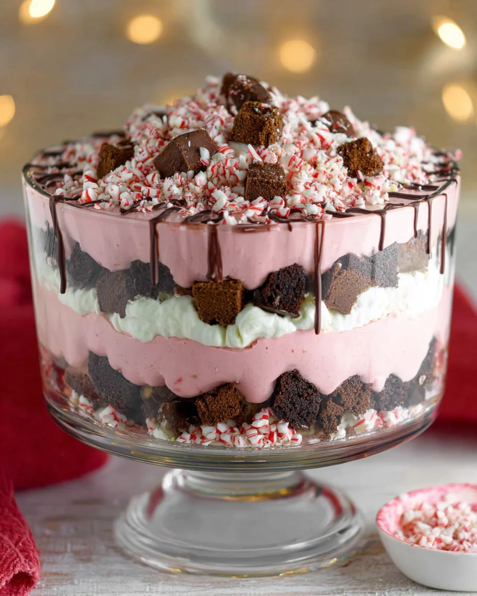 Peppermint Cheesecake Brownie Trifle