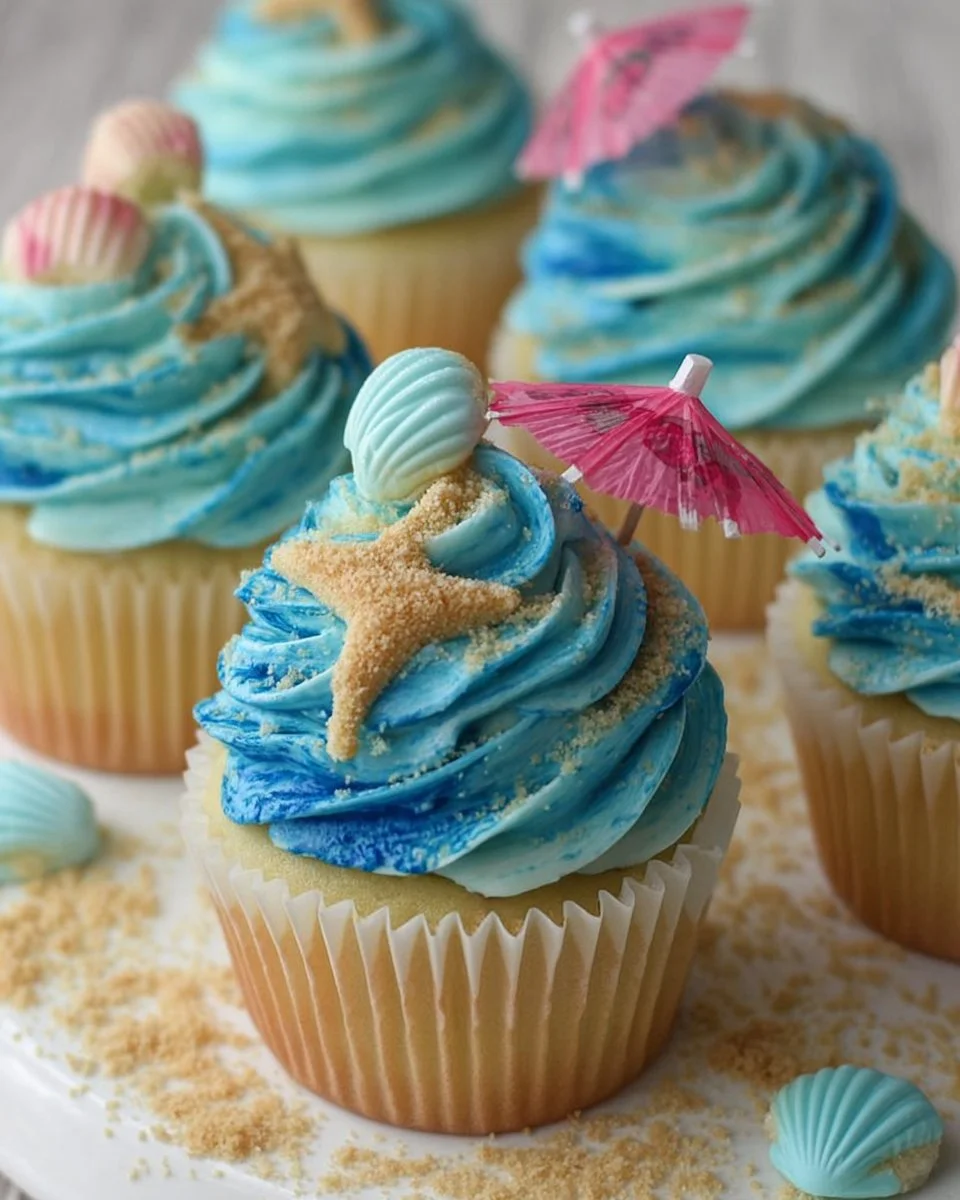 Easy Beach Themed Cupcakes